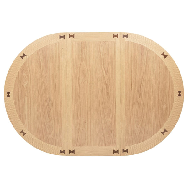 English Elm Davis Oak Veneer Oval Extension Dining Set with Storage Pedestal and Linen Chairs B062S02159