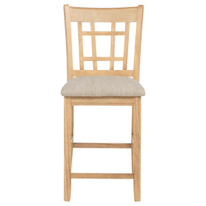 English Elm Davis Oak Veneer Oval Pedestal Counter Dining Set Seats Four with Linen Upholstered Chairs B062S02160