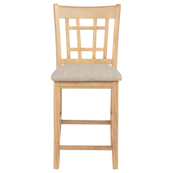 English Elm Davis Oak Veneer Oval Pedestal Counter Dining Set Seats Four with Linen Upholstered Chairs B062S02160