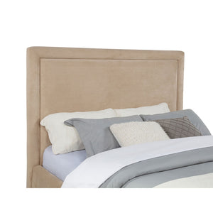 English Elm Brandon Queen Platform Bed Tall Upholstered Headboard Neutral Fabric Modern Frame B062S02161