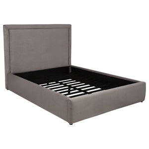 English Elm Brandon Fully Upholstered Queen Platform Bed with Tall Panel Headboard in Neutral Fabric B062S02163