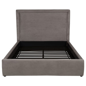 English Elm Brandon Fully Upholstered Queen Platform Bed with Tall Panel Headboard in Neutral Fabric B062S02163