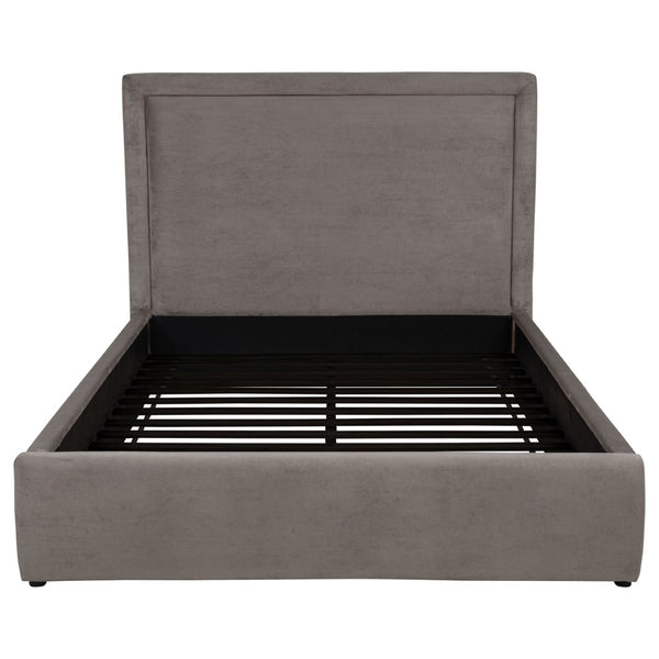English Elm Brandon Fully Upholstered Queen Platform Bed with Tall Panel Headboard in Neutral Fabric B062S02163