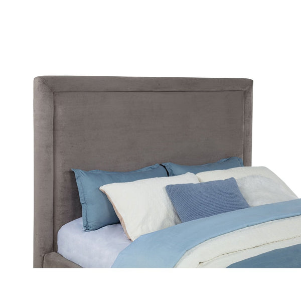 English Elm Brandon Fully Upholstered Queen Platform Bed with Tall Panel Headboard in Neutral Fabric B062S02163