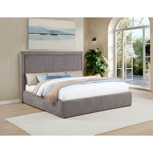 English Elm Brandon Tall Panel Eastern King Bed Plush Upholstered Frame in Warm Neutral Fabric B062S02164