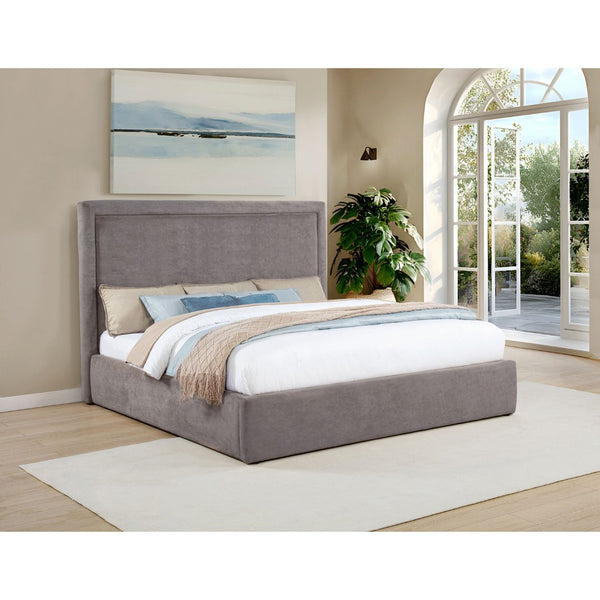 English Elm Brandon Tall Panel Eastern King Bed Plush Upholstered Frame in Warm Neutral Fabric B062S02164