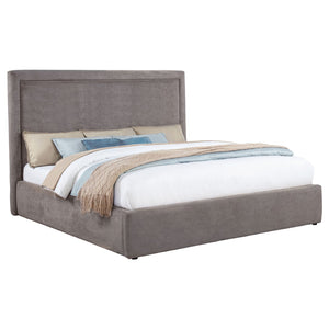 English Elm Brandon Tall Panel Eastern King Bed Plush Upholstered Frame in Warm Neutral Fabric B062S02164