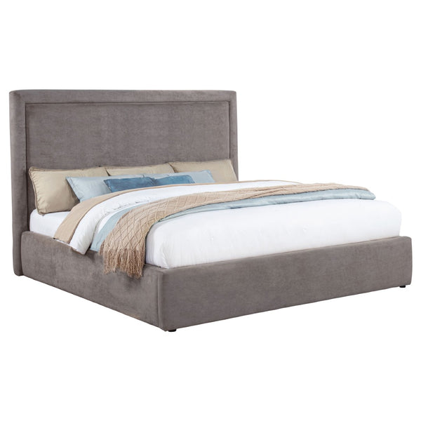 English Elm Brandon Tall Panel Eastern King Bed Plush Upholstered Frame in Warm Neutral Fabric B062S02164