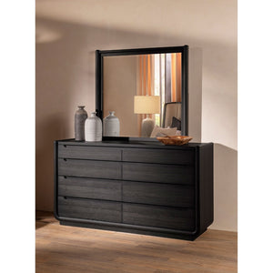 English Elm Bangor Eight Drawer Dresser with Mirror Burnished Black Soft Close Contemporary Bedroom B062S02167