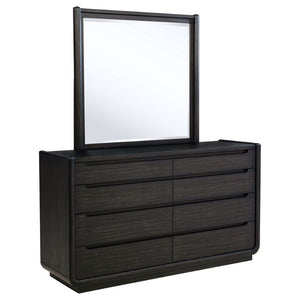 English Elm Bangor Eight Drawer Dresser with Mirror Burnished Black Soft Close Contemporary Bedroom B062S02167