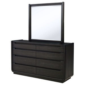 English Elm Bangor Eight Drawer Dresser with Mirror Burnished Black Soft Close Contemporary Bedroom B062S02167
