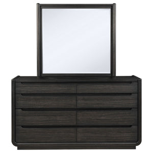 English Elm Bangor Eight Drawer Dresser with Mirror Burnished Black Soft Close Contemporary Bedroom B062S02167