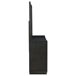 English Elm Bangor Eight Drawer Dresser with Mirror Burnished Black Soft Close Contemporary Bedroom B062S02167