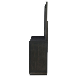 English Elm Bangor Eight Drawer Dresser with Mirror Burnished Black Soft Close Contemporary Bedroom B062S02167