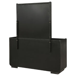 English Elm Bangor Eight Drawer Dresser with Mirror Burnished Black Soft Close Contemporary Bedroom B062S02167