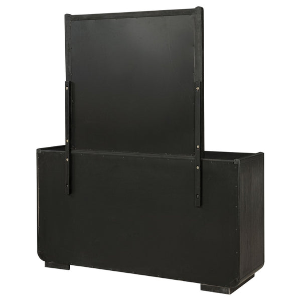 English Elm Bangor Eight Drawer Dresser with Mirror Burnished Black Soft Close Contemporary Bedroom B062S02167