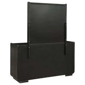 English Elm Bangor Eight Drawer Dresser with Mirror Burnished Black Soft Close Contemporary Bedroom B062S02167