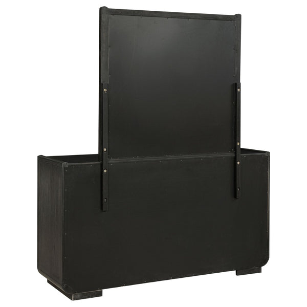 English Elm Bangor Eight Drawer Dresser with Mirror Burnished Black Soft Close Contemporary Bedroom B062S02167