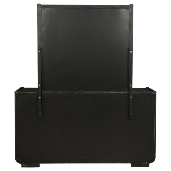English Elm Bangor Eight Drawer Dresser with Mirror Burnished Black Soft Close Contemporary Bedroom B062S02167