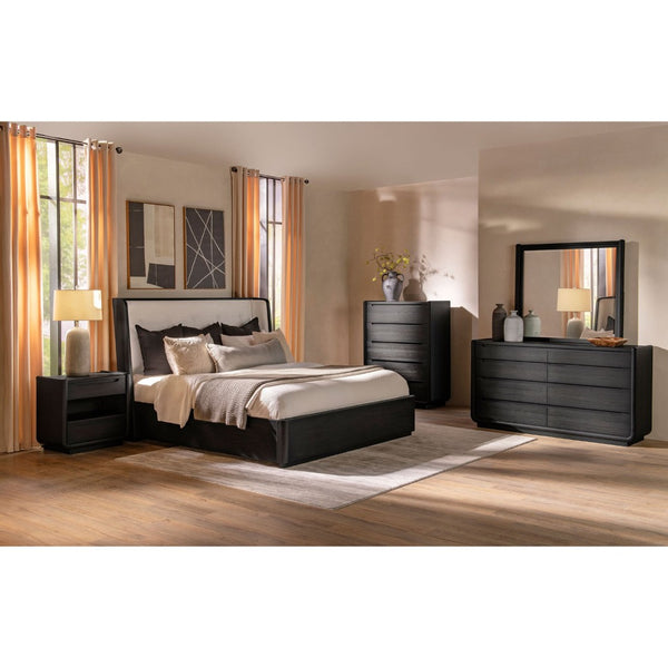 English Elm Bangor Eastern King Bedroom Set Wingback Tufted Headboard Burnished Black Finish B062S02171