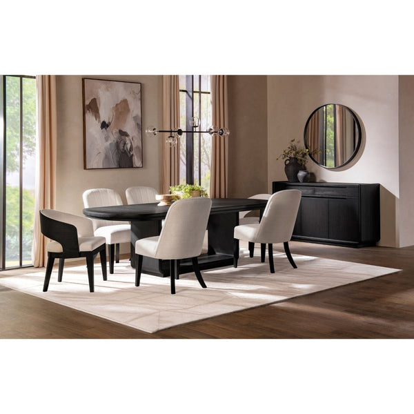 English Elm Bangor Expandable Rectangular Dining Set with Barrel Back Armchairs in Cream B062S02176