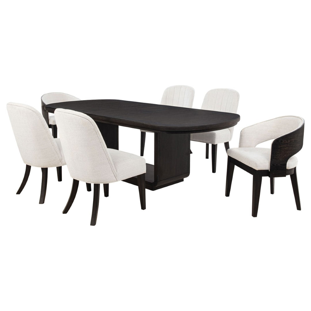 English Elm Bangor Expandable Rectangular Dining Set with Barrel Back Armchairs in Cream B062S02176