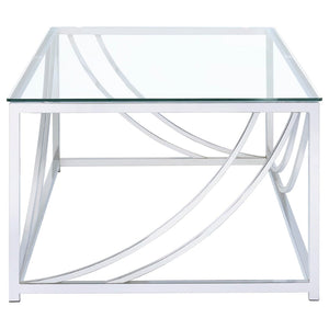 English Elm Kempton Sculptural Chrome Glass Living Room Coffee and End Table Set B062S02178