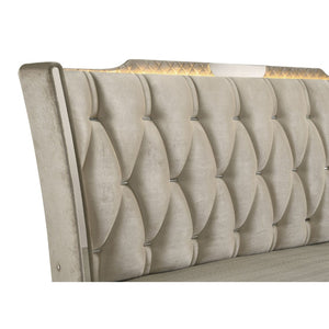 English Elm Mika Wingback Velvet Eastern King Bed with LED Crown Lighting and Tufted Headboard B062S02182