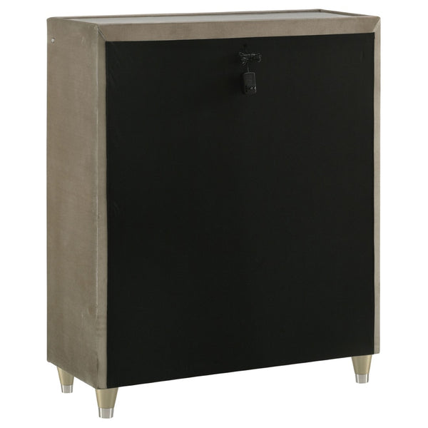 English Elm Mika Queen Bedroom Set Velvet Upholstered Glam Design with LED Lighting Crystal Knobs B062S02186