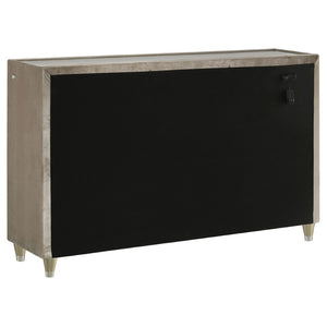 English Elm Mika Queen Bedroom Set Velvet Upholstered Glam Design with LED Lighting Crystal Knobs B062S02186