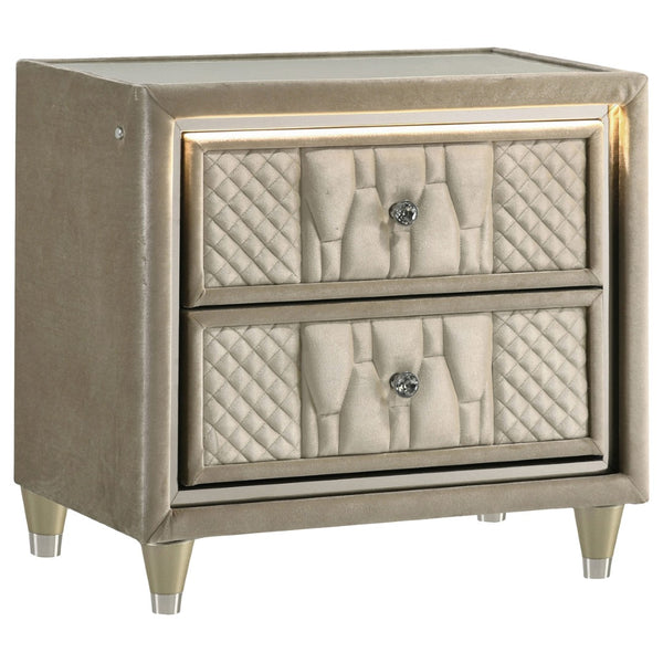 English Elm Mika Queen Bedroom Set with Tufted Velvet Wingback Bed and Fireplace Dresser B062S02187