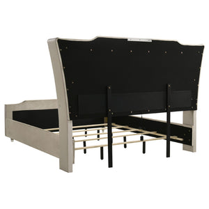 English Elm Mika Velvet Eastern King Bedroom Set with LED Wingback Tufted Headboard Glam B062S02189