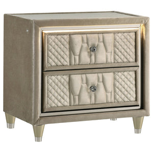English Elm Mika Eastern King Bedroom Set Tufted Wingback Velvet Glam Suite with LED Fireplace B062S02191