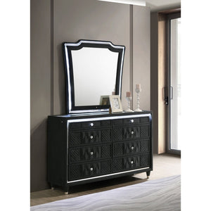 English Elm Mika Velvet Eight Drawer Dresser with LED Frame and Tri Panel Vanity Mirror Glam B062S02195