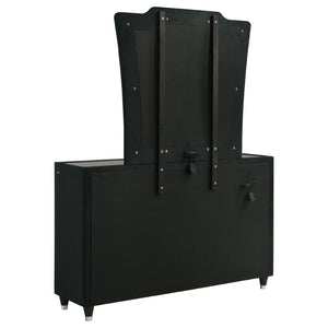 English Elm Mika Velvet Eight Drawer Dresser with LED Frame and Tri Panel Vanity Mirror Glam B062S02195