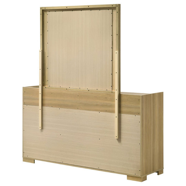 English Elm Lincoln Six Drawer Dresser with Mirror Two Tone Retro Bedroom Storage Set B062S02201