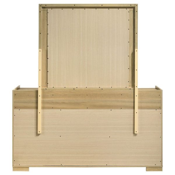 English Elm Lincoln Six Drawer Dresser with Mirror Two Tone Retro Bedroom Storage Set B062S02201