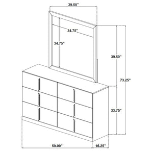 English Elm Lauryn Six Drawer Dresser with Mirror Italian Modern White Gloss and Gold Hardware B062S02202