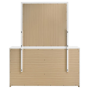 English Elm Lauryn Six Drawer Dresser with Mirror Italian Modern White Gloss and Gold Hardware B062S02202