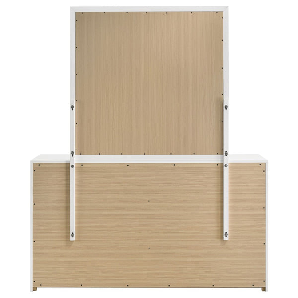 English Elm Lauryn Six Drawer Dresser with Mirror Italian Modern White Gloss and Gold Hardware B062S02202