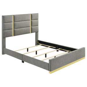 English Elm Lauryn Queen Bedroom Set High Gloss White with Gold Accents Italian Contemporary Style B062S02203