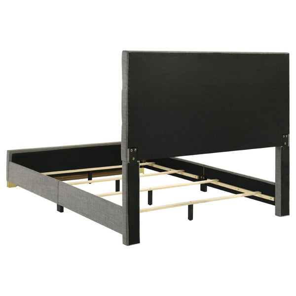 English Elm Lauryn Queen Bedroom Set High Gloss White Grey with Gold Trim Upholstered Headboard B062S02204