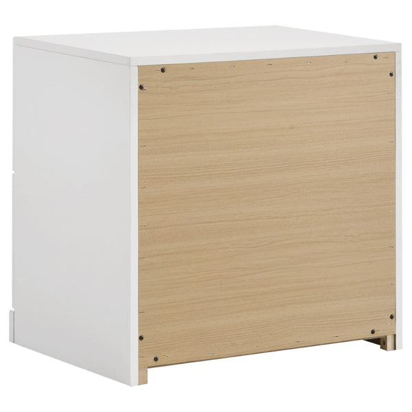 English Elm Lauryn Queen Bedroom Set High Gloss White Grey with Gold Trim Upholstered Headboard B062S02204