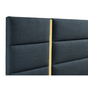 English Elm Lauryn Queen Bedroom Set High Gloss White Navy Upholstered Headboard Gold Hardware B062S02205