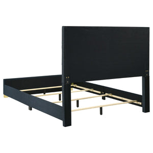 English Elm Lauryn Queen Bedroom Set High Gloss White Navy Upholstered Headboard Gold Hardware B062S02205