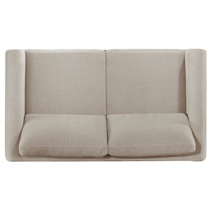 English Elm Fisher Two Piece Taupe Polyester Sofa Set with Tapered Legs for Living Room B062S02209
