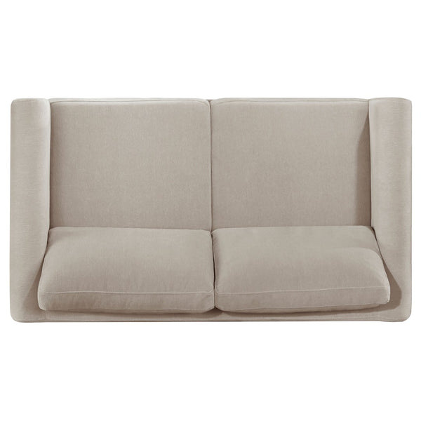 English Elm Fisher Two Piece Taupe Polyester Sofa Set with Tapered Legs for Living Room B062S02209