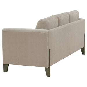 English Elm Fisher Two Piece Taupe Polyester Sofa Set with Tapered Legs for Living Room B062S02209