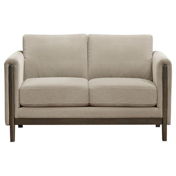 English Elm Fisher Two Piece Taupe Polyester Sofa Set with Tapered Legs for Living Room B062S02209