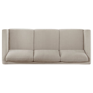 English Elm Fisher Three Piece Upholstered Sofa Set with Tailored Panel Arms and Coffee Wood Trim B062S02210